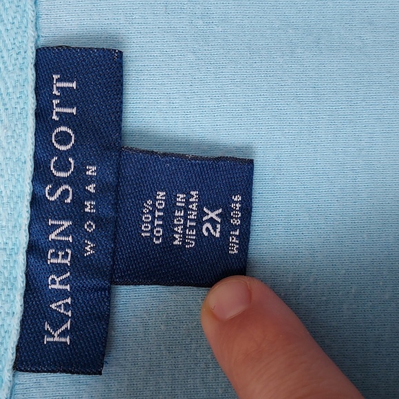 Karen Scott short sleeve button up top 2x blue - Picture 5 of 12